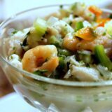 ceviche de camarón con mango