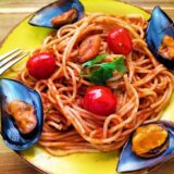 espaguetis con mejillones a la marinera