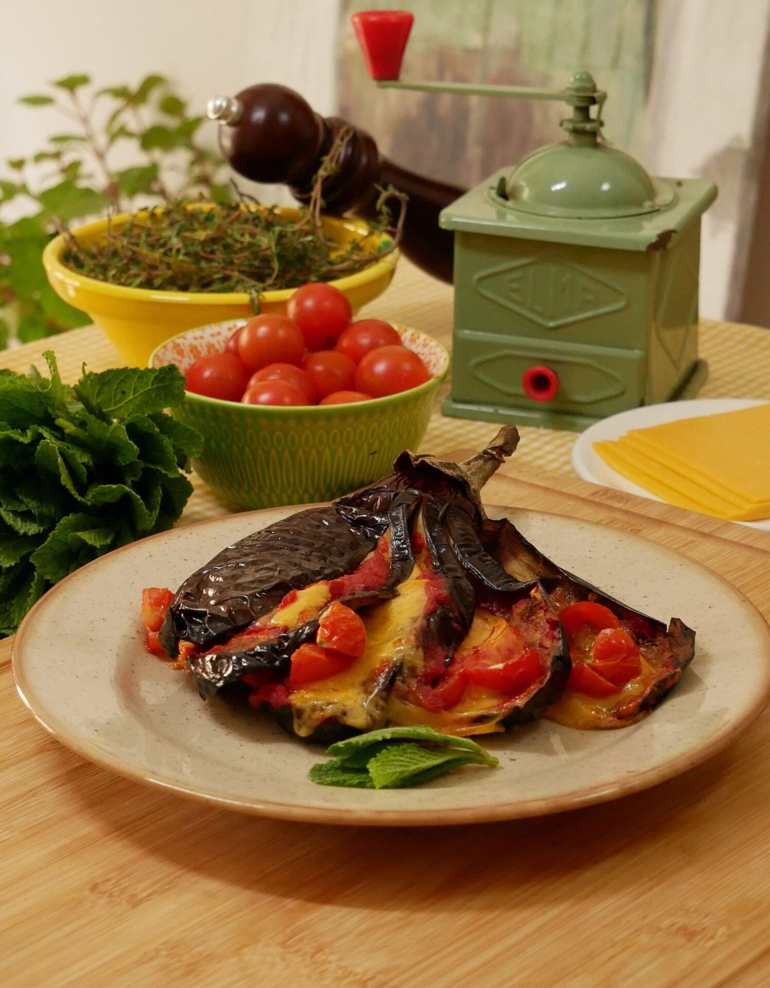 Berenjena en airfryer (abanico)