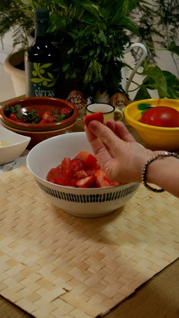 Troceando fresas